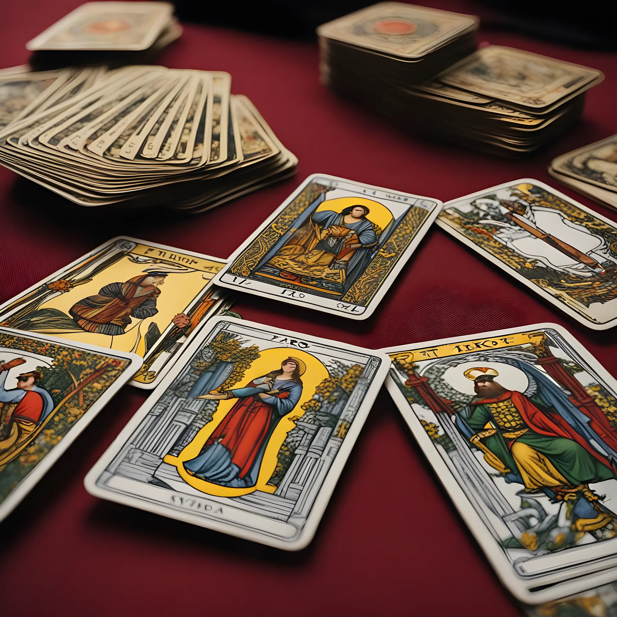 A well-organized tarot card deck, showcasing the complexity of its symbolism.